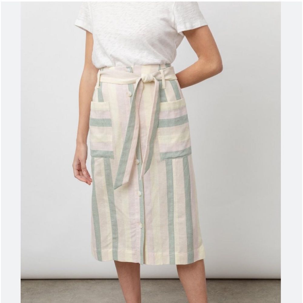 NWOT RAILS GELINA LAUREL STRIPE PASTEL POCKETS LINEN BLEND Skirt XS